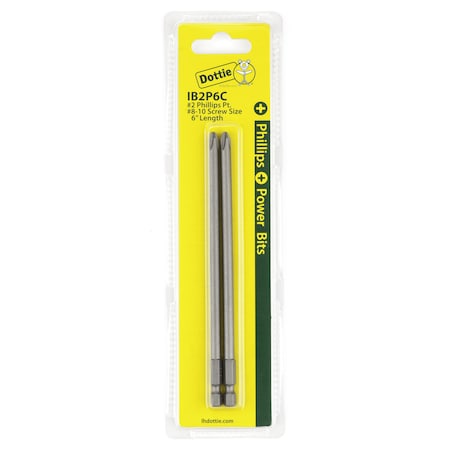 Dottie L.H. Dottie No 2 x 6'' Phillips Power Bit (Carded) IB2P6C
